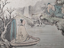 Load image into Gallery viewer, Yin Peng Shi Huace (Yin Penshi’s Picture Album), Circa 1890-1925. Painting Album Depicting the Kokei Sansho (The Three Smiles of the Tiger Creek), Su Wu, Zhang Guolao, The Sixteen Luohans, and More. With 14 Highly Detailed Double Paged Paintings