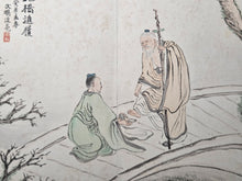 Load image into Gallery viewer, Yin Peng Shi Huace (Yin Penshi’s Picture Album), Circa 1890-1925. Painting Album Depicting the Kokei Sansho (The Three Smiles of the Tiger Creek), Su Wu, Zhang Guolao, The Sixteen Luohans, and More. With 14 Highly Detailed Double Paged Paintings