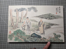 Load image into Gallery viewer, Yin Peng Shi Huace (Yin Penshi’s Picture Album), Circa 1890-1925. Painting Album Depicting the Kokei Sansho (The Three Smiles of the Tiger Creek), Su Wu, Zhang Guolao, The Sixteen Luohans, and More. With 14 Highly Detailed Double Paged Paintings