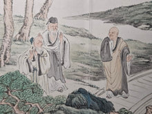 Load image into Gallery viewer, Yin Peng Shi Huace (Yin Penshi’s Picture Album), Circa 1890-1925. Painting Album Depicting the Kokei Sansho (The Three Smiles of the Tiger Creek), Su Wu, Zhang Guolao, The Sixteen Luohans, and More. With 14 Highly Detailed Double Paged Paintings