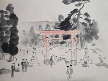 Load image into Gallery viewer, Nara-Gaki (Pictures of Nara's Landmarks), Circa 1880-1920. Ten Ink Wash Paintings of Beautiful Landscapes and Temples, and Two Paintings of Deer and Shrine Maidens