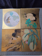 Load image into Gallery viewer, Kin Shikishi (Gold Shikishi), Circa 1890-1940. Sixteen Golden Paintings on Silk by Talented Artists of the Meiji to Showa Periods, Including Landscapes, Animals, and the Deity Fukurokuju