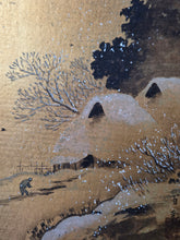 Load image into Gallery viewer, Kin Shikishi (Gold Shikishi), Circa 1890-1940. Sixteen Golden Paintings on Silk by Talented Artists of the Meiji to Showa Periods, Including Landscapes, Animals, and the Deity Fukurokuju