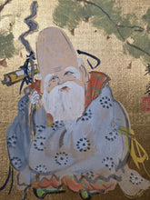 Load image into Gallery viewer, Kin Shikishi (Gold Shikishi), Circa 1890-1940. Sixteen Golden Paintings on Silk by Talented Artists of the Meiji to Showa Periods, Including Landscapes, Animals, and the Deity Fukurokuju