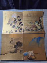Load image into Gallery viewer, Kin Shikishi (Gold Shikishi), Circa 1890-1940. Sixteen Golden Paintings on Silk by Talented Artists of the Meiji to Showa Periods, Including Landscapes, Animals, and the Deity Fukurokuju