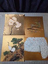 Load image into Gallery viewer, Kin Shikishi (Gold Shikishi), Circa 1890-1940. Sixteen Golden Paintings on Silk by Talented Artists of the Meiji to Showa Periods, Including Landscapes, Animals, and the Deity Fukurokuju