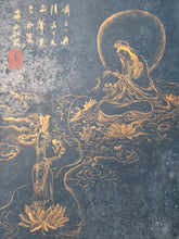 Load image into Gallery viewer, Chichi Kazan Utsushi Rakan Jo (Father Kazan’s Sha Arhat Book), Circa 1815-1841. Ten Magnificently Illuminated Paintings Depicting the Eighteen Arhats, A Rare Example on Indigo Dyed Paper. Attributed to one of Japan’s Great Literati Artists