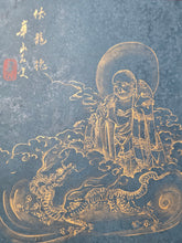 Load image into Gallery viewer, Chichi Kazan Utsushi Rakan Jo (Father Kazan’s Sha Arhat Book), Circa 1815-1841. Ten Magnificently Illuminated Paintings Depicting the Eighteen Arhats, A Rare Example on Indigo Dyed Paper. Attributed to one of Japan’s Great Literati Artists