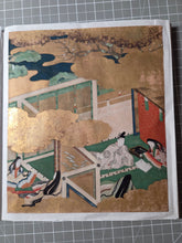 Load image into Gallery viewer, Genji e Shikishi Gachō (Genji Picture Colored Paper Sketchbook), Circa 1550-1600. A Masterfully Illuminated and Hand Painted Selection of Seven Yamato-E Paintings and Seven Sheets of of Calligraphy, of Different Chapters from the Tale of Genji
