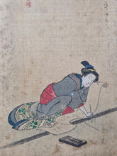 Load image into Gallery viewer, A Collection of 22 Silk Paintings in Early Ukiyo-E Style, Circa 1750-1800. Various Paintings of Figures and Landscapes, 10 Depicting Women in Various Roles, from Shinto Priest, Courtesan, and More