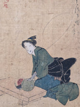 Load image into Gallery viewer, A Collection of 22 Silk Paintings in Early Ukiyo-E Style, Circa 1750-1800. Various Paintings of Figures and Landscapes, 10 Depicting Women in Various Roles, from Shinto Priest, Courtesan, and More