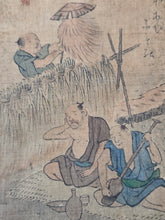 Load image into Gallery viewer, A Collection of 22 Silk Paintings in Early Ukiyo-E Style, Circa 1750-1800. Various Paintings of Figures and Landscapes, 10 Depicting Women in Various Roles, from Shinto Priest, Courtesan, and More