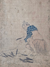 Load image into Gallery viewer, A Collection of 22 Silk Paintings in Early Ukiyo-E Style, Circa 1750-1800. Various Paintings of Figures and Landscapes, 10 Depicting Women in Various Roles, from Shinto Priest, Courtesan, and More