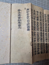 Load image into Gallery viewer, Myohorengekyo (The Lotus Sutra), Circa 1250-1333. Rare Woodblock Printed, Kasuga Ban Edition of the Lotus Sutra, With Kanbun Kundoku to translate Literary Chinese into Japanese. Produced on Mulberry Paper Treated with Mica Dust, in Eight Volumes