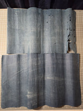 Load image into Gallery viewer, Two Large (Sutra Fragments), Circa 960–1200?. Extraordinarily Rare, 26 and 22-Line Sutra Fragments Likely from the Song Dynasty, Illuminated Manuscript on Indigo Dyed Paper. One Fragment from the Lotus Sutra