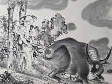 Load image into Gallery viewer, Li Lin Muniu Hua Ce (Li Lin's Cattle Herding Album), Circa 1800-1900. 16 Large Ink Wash Paintings of Oxen and Herders, copied after a Jūgyūzu Series by a Ming Dynasty Artist