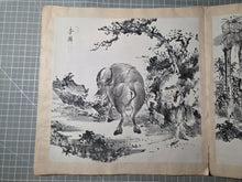 Load image into Gallery viewer, Li Lin Muniu Hua Ce (Li Lin's Cattle Herding Album), Circa 1800-1900. 16 Large Ink Wash Paintings of Oxen and Herders, copied after a Jūgyūzu Series by a Ming Dynasty Artist