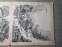 Load image into Gallery viewer, Li Lin Muniu Hua Ce (Li Lin's Cattle Herding Album), Circa 1800-1900. 16 Large Ink Wash Paintings of Oxen and Herders, copied after a Jūgyūzu Series by a Ming Dynasty Artist