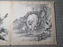 Load image into Gallery viewer, Li Lin Muniu Hua Ce (Li Lin's Cattle Herding Album), Circa 1800-1900. 16 Large Ink Wash Paintings of Oxen and Herders, copied after a Jūgyūzu Series by a Ming Dynasty Artist