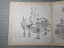 Load image into Gallery viewer, Li Lin Muniu Hua Ce (Li Lin's Cattle Herding Album), Circa 1800-1900. 16 Large Ink Wash Paintings of Oxen and Herders, copied after a Jūgyūzu Series by a Ming Dynasty Artist