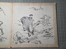 Load image into Gallery viewer, Li Lin Muniu Hua Ce (Li Lin's Cattle Herding Album), Circa 1800-1900. 16 Large Ink Wash Paintings of Oxen and Herders, copied after a Jūgyūzu Series by a Ming Dynasty Artist