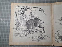 Load image into Gallery viewer, Li Lin Muniu Hua Ce (Li Lin's Cattle Herding Album), Circa 1800-1900. 16 Large Ink Wash Paintings of Oxen and Herders, copied after a Jūgyūzu Series by a Ming Dynasty Artist