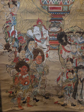 Load image into Gallery viewer, The Shaka Triad with the Sixteen Benevolent Deities, Inscribed 1507. A Late Muromachi Period Painting, Beautifully Detailed and Illuminated in Gold Leaf, Depicting Shakyamuni and More