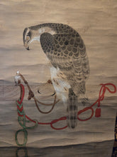 Load image into Gallery viewer, Tethered Birds of Prey, Circa 1625-1656/After 1670(?). Two Masterful Paintings of Hawks, Copied After Soga Chokuan, and Bearing the Artist Seals of his Son