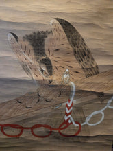 Load image into Gallery viewer, Tethered Birds of Prey, Circa 1625-1656/After 1670(?). Two Masterful Paintings of Hawks, Copied After Soga Chokuan, and Bearing the Artist Seals of his Son