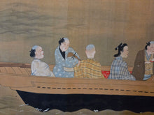 Load image into Gallery viewer, Edo Jidai no Fūzoku-shi (A History of Manners and Customs in the Edo Period), Circa 1650-1700. An Exceedingly Rare, Large Silk Emakimono Handscroll with Scenes of Women, Wakashu, and Courtesans, with a Tea Party, Leisure Boats, and a Game of Go