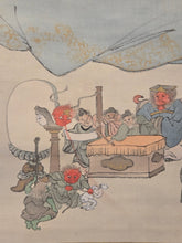 Load image into Gallery viewer, Ojoyoshu e Kai (Illustrated Guide to the Essentials of Rebirth in the Pure Land), Circa 1900. A Trio of Silk Paintings Depicting the Realms of the Afterlife, with 30 Panels