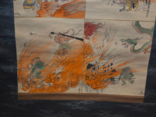 Load image into Gallery viewer, Ojoyoshu e Kai (Illustrated Guide to the Essentials of Rebirth in the Pure Land), Circa 1900. A Trio of Silk Paintings Depicting the Realms of the Afterlife, with 30 Panels