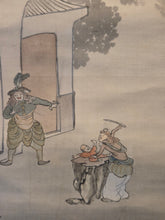 Load image into Gallery viewer, Ojoyoshu e Kai (Illustrated Guide to the Essentials of Rebirth in the Pure Land), Circa 1900. A Trio of Silk Paintings Depicting the Realms of the Afterlife, with 30 Panels