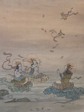 Load image into Gallery viewer, Ojoyoshu e Kai (Illustrated Guide to the Essentials of Rebirth in the Pure Land), Circa 1900. A Trio of Silk Paintings Depicting the Realms of the Afterlife, with 30 Panels