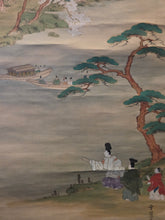 Load image into Gallery viewer, Shunjū Sansui-zu (Spring and Autumn Landscapes), Circa 1800-1868. Two Silk Paintings of Heian Spring and Fall Landscapes