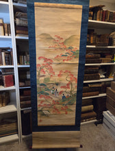 Load image into Gallery viewer, Shunjū Sansui-zu (Spring and Autumn Landscapes), Circa 1800-1868. Two Silk Paintings of Heian Spring and Fall Landscapes