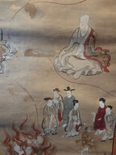 Load image into Gallery viewer, Rokudo-e (The Six Realms of Rebirth) and the Ojoyoshu (Essentials of Rebirth), Circa 1750-1850. Two Large Paintings Depicting the Buddhist Realms of Rebirth and the Afterlife, with One Scroll Focusing on Gruesome Punishments and Torture in the Hell Realms
