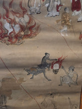 Load image into Gallery viewer, Rokudo-e (The Six Realms of Rebirth) and the Ojoyoshu (Essentials of Rebirth), Circa 1750-1850. Two Large Paintings Depicting the Buddhist Realms of Rebirth and the Afterlife, with One Scroll Focusing on Gruesome Punishments and Torture in the Hell Realms