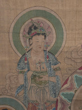 Load image into Gallery viewer, A Gathering of 12 Buddhas and Bodhisattvas, including Avalokiteśvara, Circa 1600-1700. An Exceptional Buddhist Silk Painting, with Brilliant, Vibrant Colors and Detailing
