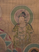 Load image into Gallery viewer, A Gathering of 12 Buddhas and Bodhisattvas, including Avalokiteśvara, Circa 1600-1700. An Exceptional Buddhist Silk Painting, with Brilliant, Vibrant Colors and Detailing