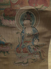 Load image into Gallery viewer, A Gathering of 12 Buddhas and Bodhisattvas, including Avalokiteśvara, Circa 1600-1700. An Exceptional Buddhist Silk Painting, with Brilliant, Vibrant Colors and Detailing