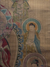 Load image into Gallery viewer, A Gathering of 12 Buddhas and Bodhisattvas, including Avalokiteśvara, Circa 1600-1700. An Exceptional Buddhist Silk Painting, with Brilliant, Vibrant Colors and Detailing