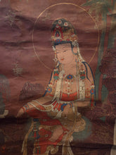 Load image into Gallery viewer, Water Moon Avalokiteśvara, or Suwol Gwaneum, Circa 1850-1890. Late Joseon Period Painting Copied after the Goryeo Dynasty Examples, Beautifully Highlighted in Gold Ink