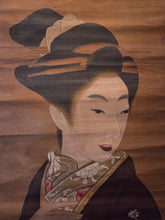 Load image into Gallery viewer, The Head Portrait of a Beautiful Courtesan of Edo, Circa 1800-1868. A Silk Ukiyo-E Painting of a Bijin-ga from the Late Edo Period