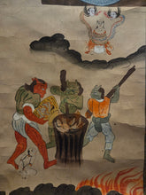 Load image into Gallery viewer, Jizō Jūō Zu (Jizo Ten Kings), Circa 1850. A Complete Set of 11 Paintings Depicting Jizo Bosatsu and the Ten Kings of Hell in the Courts of Yanluo, With Brutal Scenes of Souls Being Tortured by Oni in the Various Hell Realms of Diyu