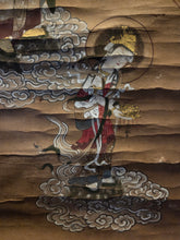 Load image into Gallery viewer, Amida Sanzonbutsu (Welcoming Descent of the Amida Buddha Triad), Circa 1650-1750. A Vibrantly Painted Depiction of Amida Nyorai, Kannon and Seishi Bodhisattva