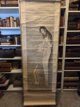Load image into Gallery viewer, A Ghostly Yurei Standing Aside Reeds and Flame, Circa 1800-1850. A Yurei-zu Painting of an Undead Spirit with Blackened Teeth, Likely an Onryo