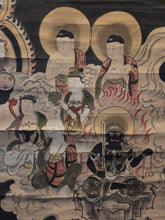 Load image into Gallery viewer, Jusan Butsu. The Thirteen Buddhas and Bodhisattvas, Circa 1800-1850. Late Edo Period Painting of the Buddhas and Bodhisattvas Involved in the Judgments of the Underworld, Beautifully Painted and Highlighted with Gold Leaf
