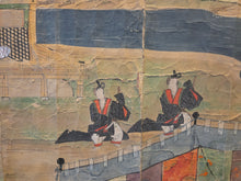 Load image into Gallery viewer, Court Painting, Dancers performing the Bugaku Dance(?), accompanied by a Drummer, Circa 1800-1900