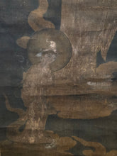 Load image into Gallery viewer, Amida Sanzonbutsu (Welcoming Descent of the Amida Buddha Triad), Circa 1250-1350. A Rare and Well-Preserved Illuminated Painting of Amida Nyorai, Kannon and Seishi Bodhisattva